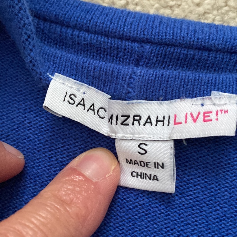 Isaac Mizrahi size small  cotton open blue sweater